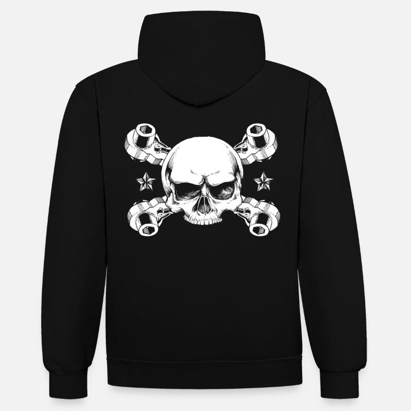 Échafaudages - Sweat à capuche contrasté - noir/rouge