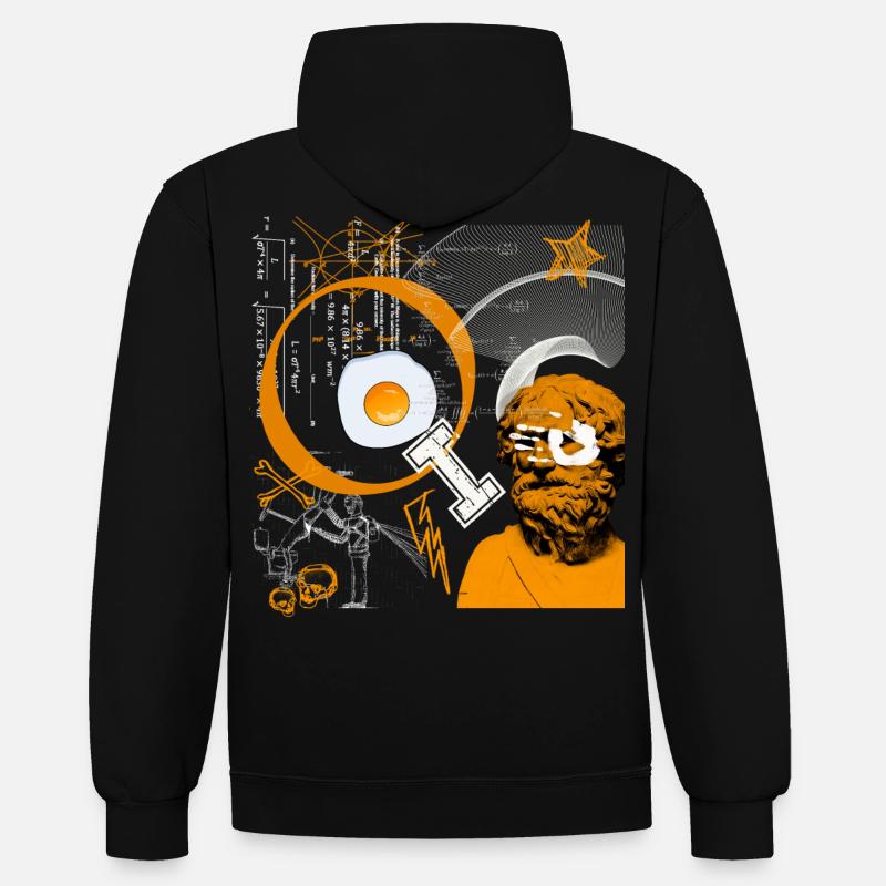 QI. Cours de mathématiques. - Sweat à capuche contrasté - noir/rouge