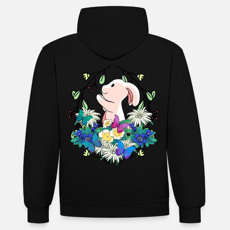 Early Spring Rabbit Easter Nature - Contrast hoodie - black/red