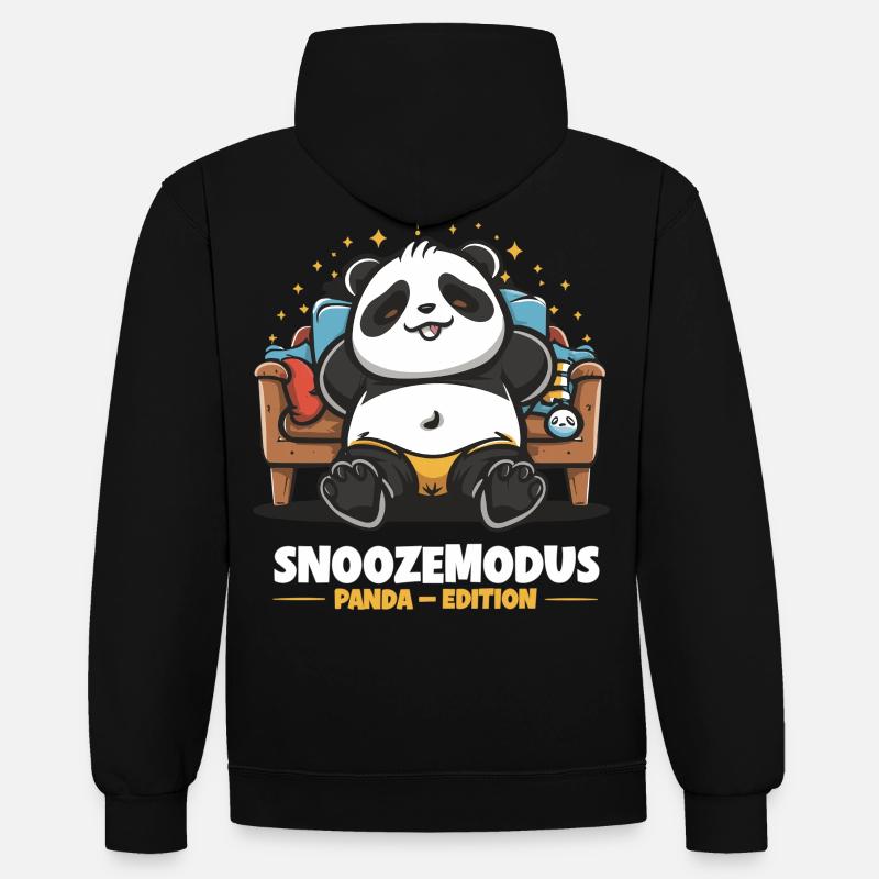 Mode Snooze - Édition Panda - Sweat à capuche contrasté - noir/rouge
