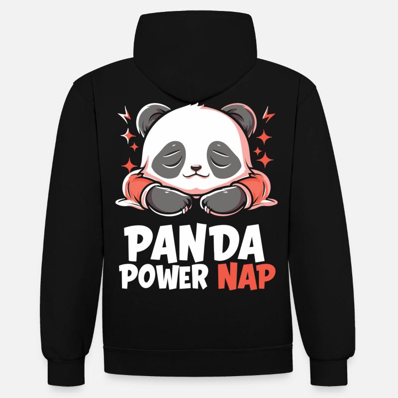 Panda Power Nap - Sweat à capuche contrasté - noir/rouge