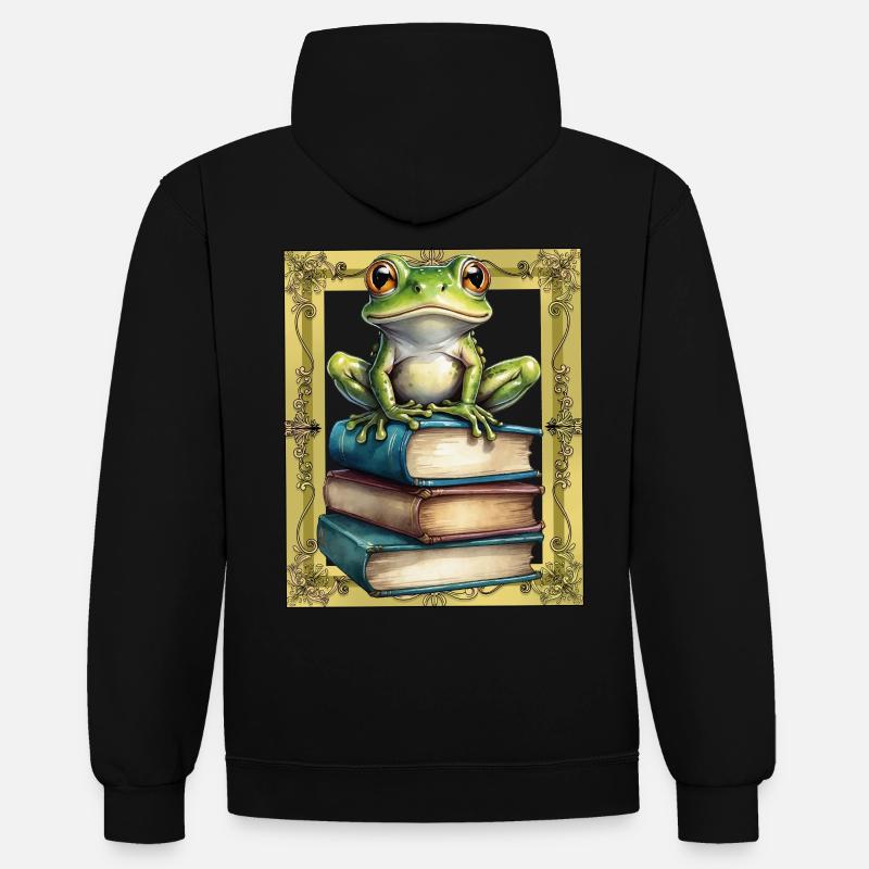 Frog Frogs Book Books Toad - Contrast hoodie - black/red