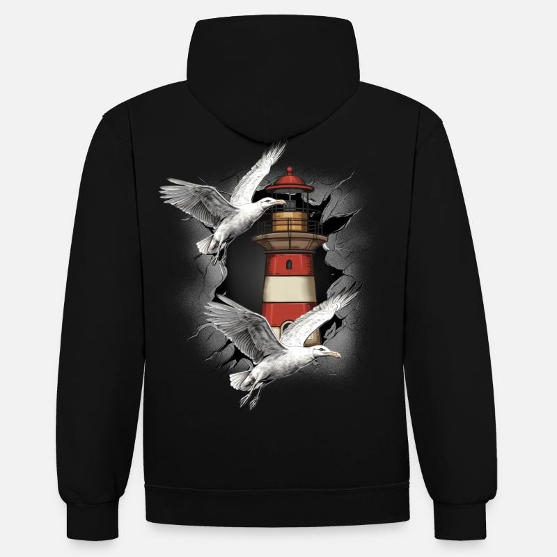 Phares Phare Mouette Mouette Mouette - Sweat à capuche contrasté - noir/rouge