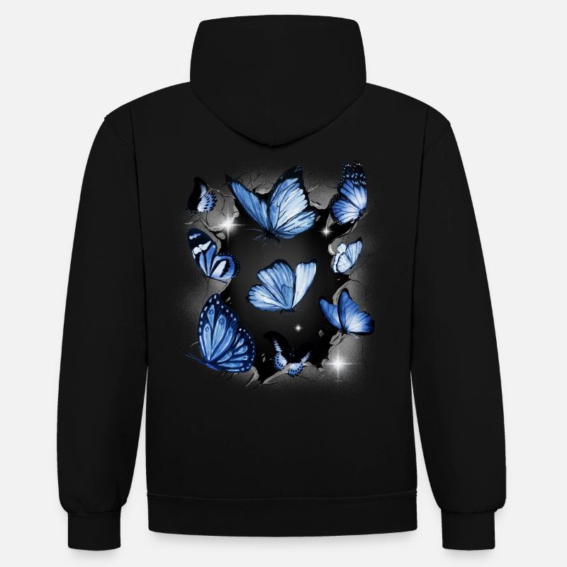 Papillons Papillon Insecte Insectes - Sweat à capuche contrasté - noir/rouge