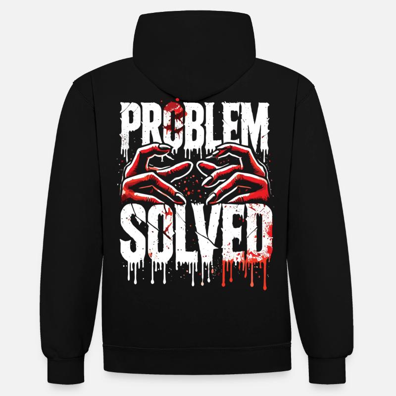 Solution choquante - Problème résolu - Sweat à capuche contrasté - noir/rouge