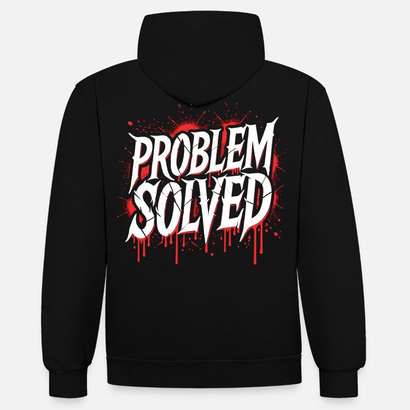 Problem Gelöst - Problem Solved - Kontrast-Hoodie - Schwarz/Rot
