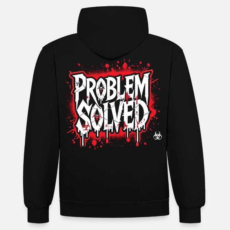 Solution choquante - Problème résolu - Sweat à capuche contrasté - noir/rouge