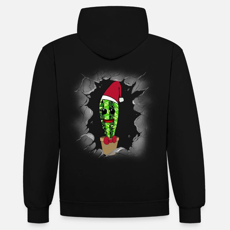 Saint-Nicolas Belle-mère Noël Cactus - Sweat à capuche contrasté - noir/rouge