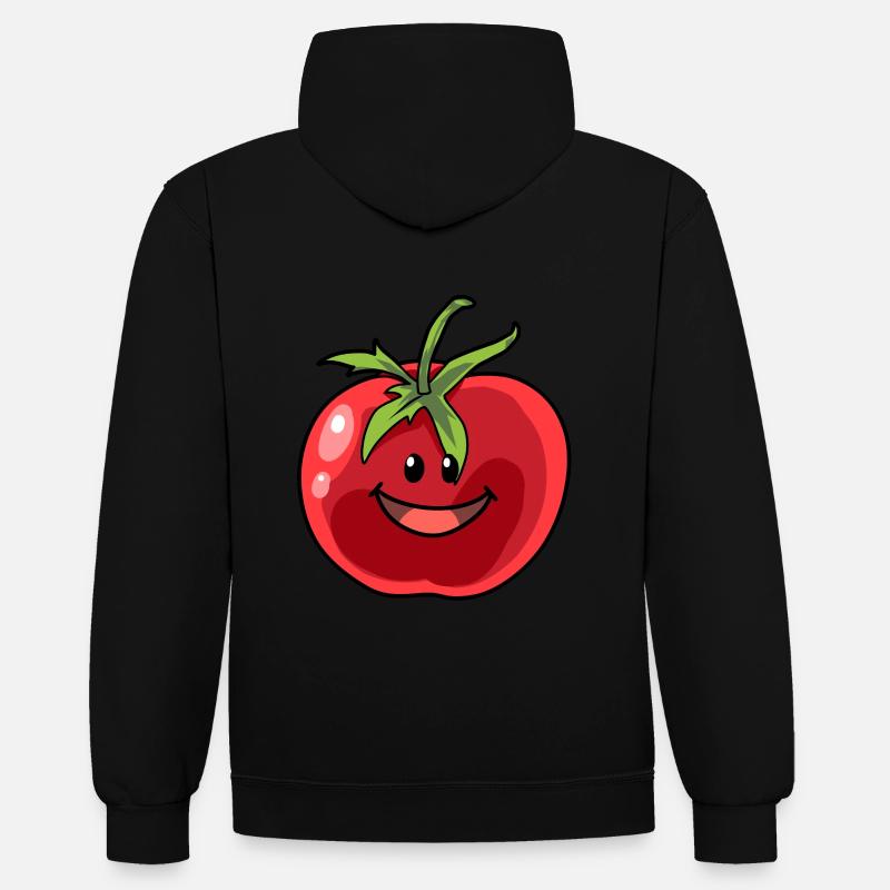 Tomates Végétariens tomates légumes tomates - Sweat à capuche contrasté - noir/rouge