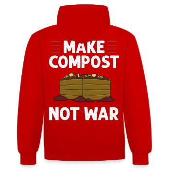 Kompostierung Kompost Wurm Abfall - Kontrast-Hoodie - Rot/Weiß - Hinten - Luana (180cm)