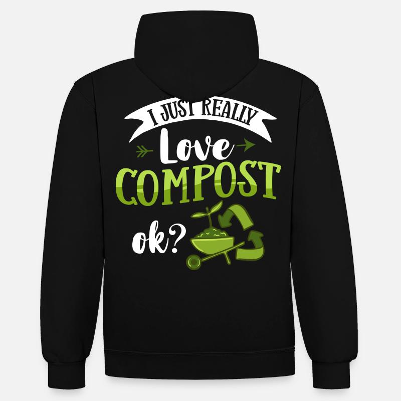 Kompostierung Kompost Wurm Abfall - Kontrast-Hoodie - Schwarz/Rot