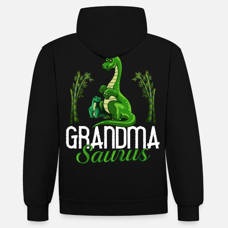 Dinosaurier Oma Saurus Omasaurus Großmutter - Kontrast-Hoodie - Schwarz/Rot