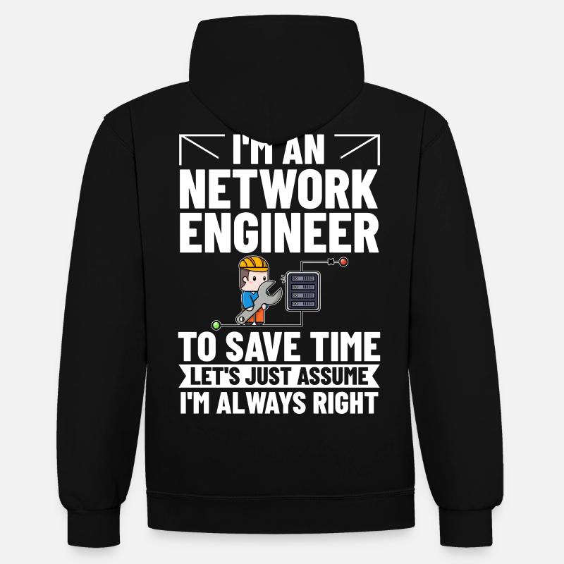 Netzwerkingenieur Network Engineer Computer - Kontrast-Hoodie - Schwarz/Rot