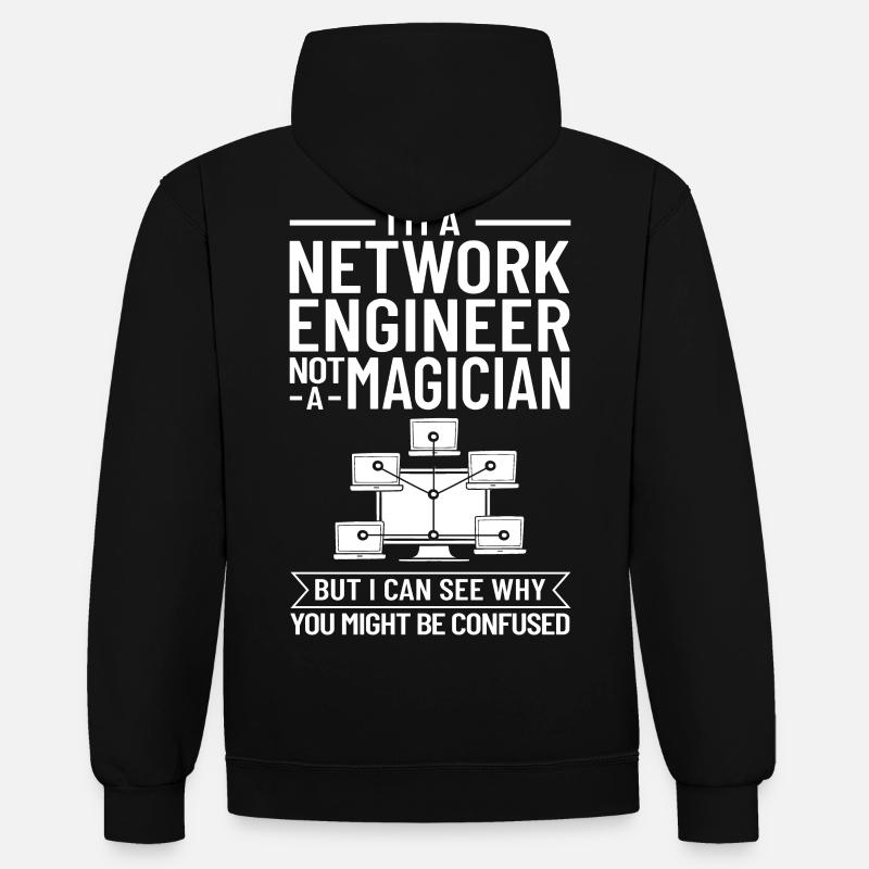 Netzwerkingenieur Network Engineer Computer - Kontrast-Hoodie - Schwarz/Rot