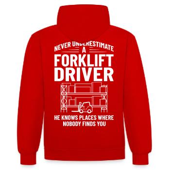 Gabelstapler Fahrer Stapler Hubstapler Hubwagen - Kontrast-Hoodie - Rot/Weiß - Hinten - Luana (180cm)
