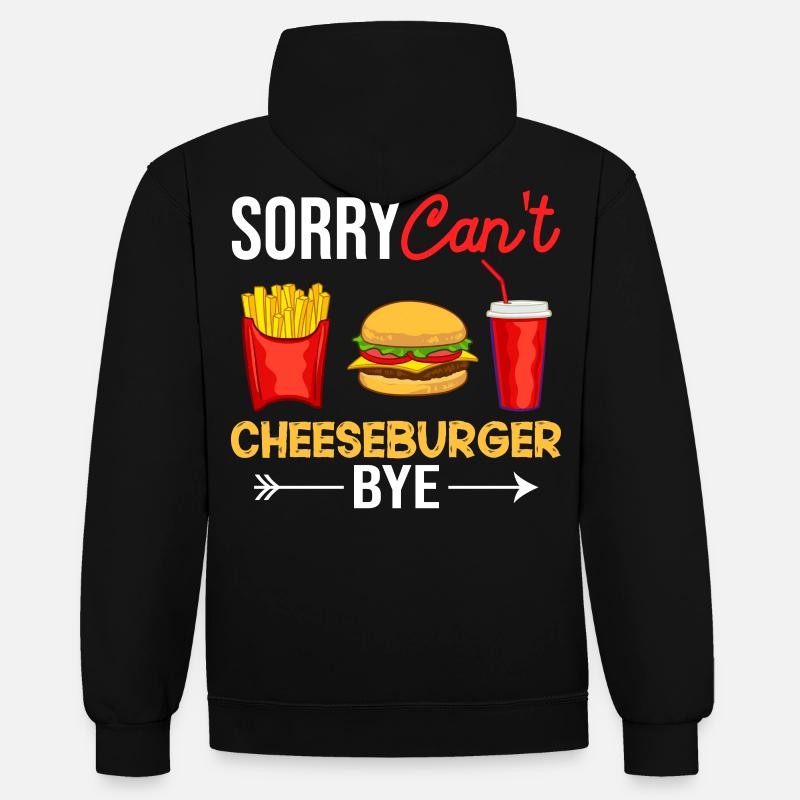 Cheeseburger Cheese Sandwich Hamburger - Sweat à capuche contrasté - noir/rouge