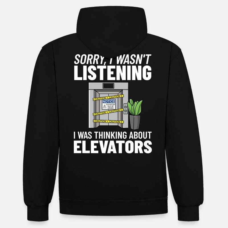 Technicien d’ascenseur Élévateur élévateur - Sweat à capuche contrasté - noir/rouge