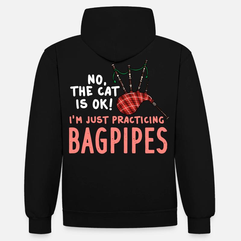 Dudelsack Sackpfeife Bockpfeife Sackpfeifer - Kontrast-Hoodie - Schwarz/Rot