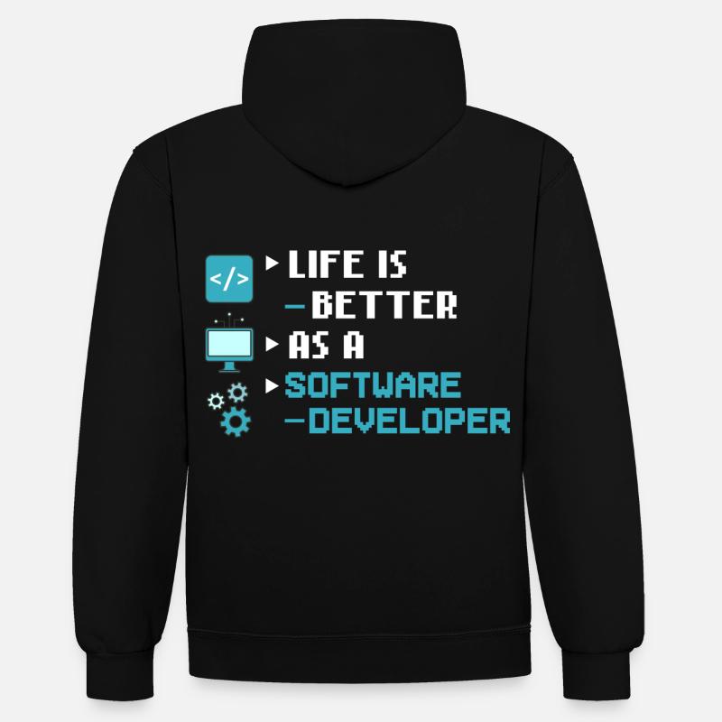 Software Entwicklung Softwareentwickler Entwickler - Kontrast-Hoodie - Schwarz/Rot