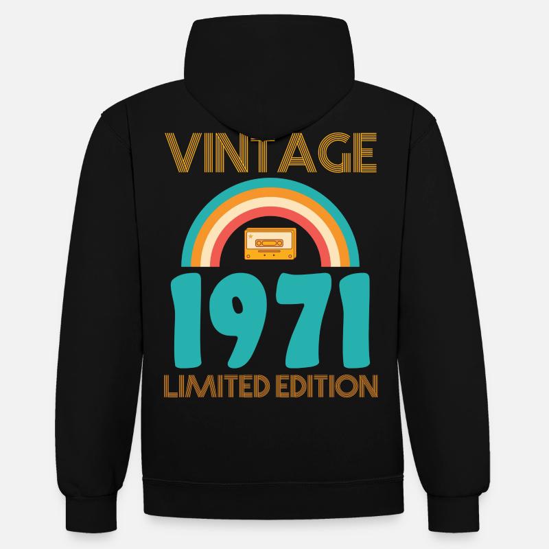 Édition limitée 1971 - Sweat à capuche contrasté - noir/rouge