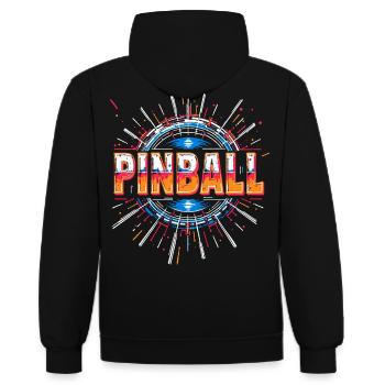 Pinball Pinball T-Shirt Retro Design 80s - Contrast hoodie - black/red - Back - Nico (186cm)