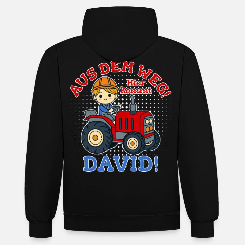 David Name Tractor - Contrast hoodie - black/red