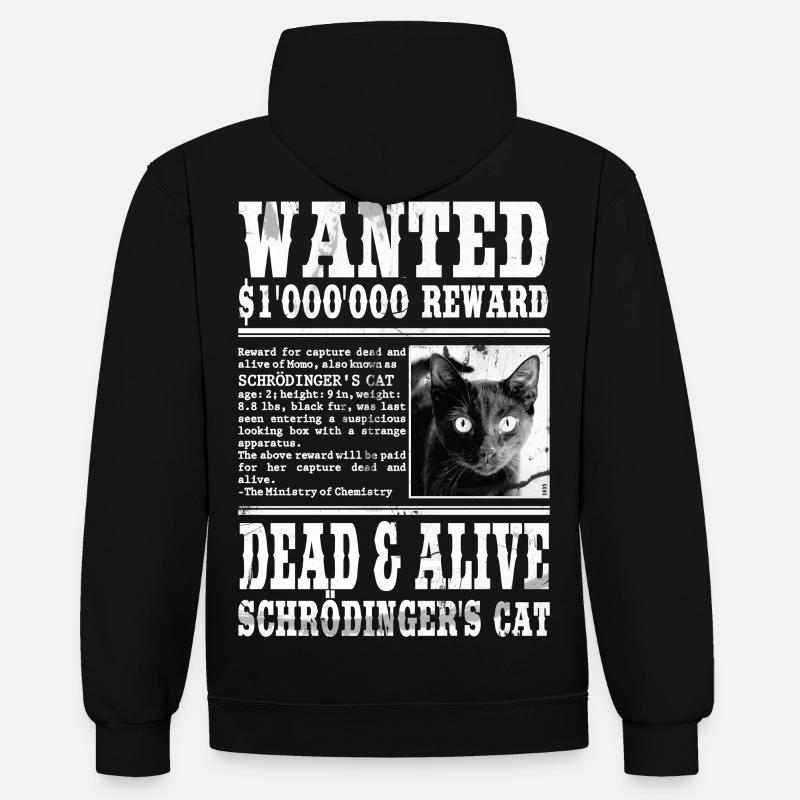 le chat de schrödinger blanc - Sweat à capuche contrasté - noir/rouge