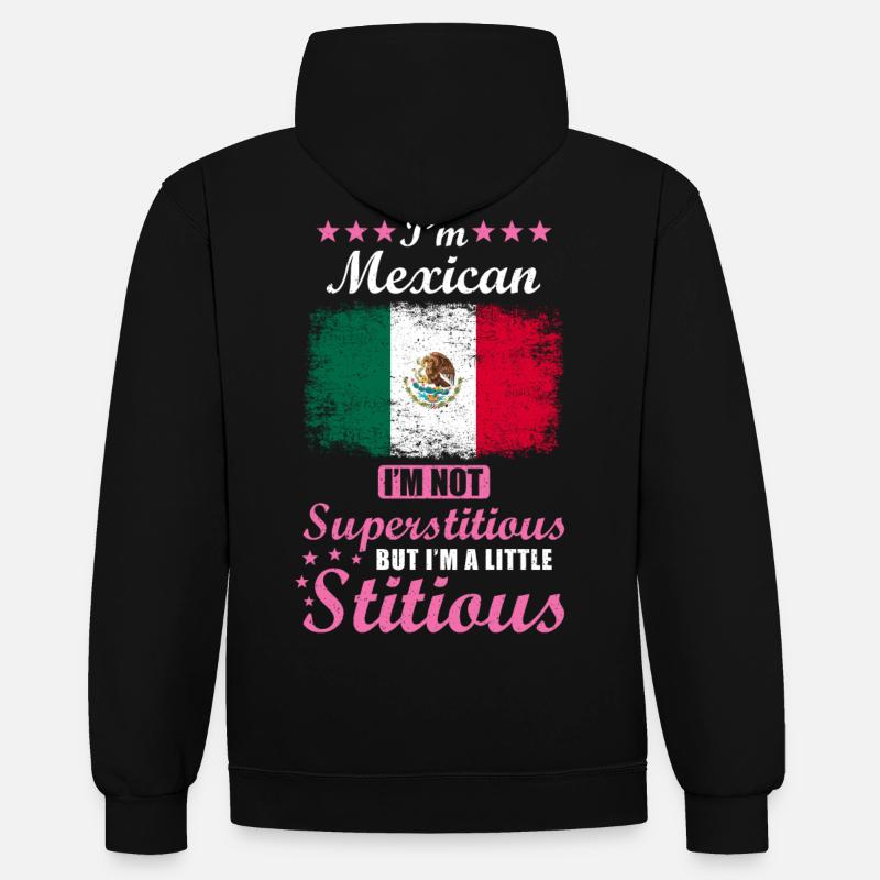 Cadeau mexicain Drôle Dire Mexique - Sweat à capuche contrasté - noir/rouge