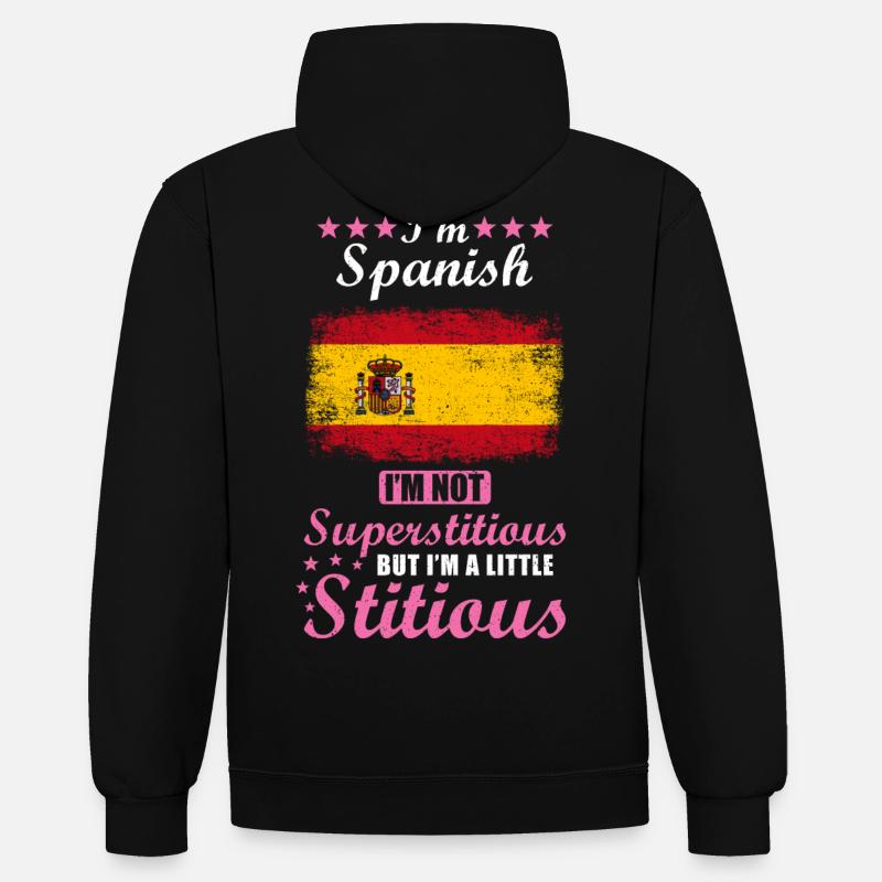 Cadeau espagnol drôle disant Espagne - Sweat à capuche contrasté - noir/rouge