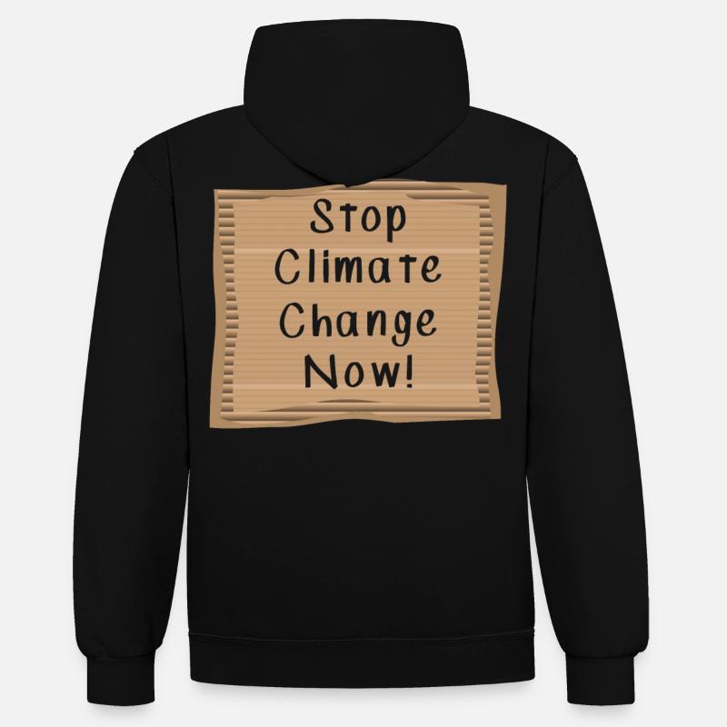 Arrêtez le changement climatique maintenant - Sweat à capuche contrasté - noir/rouge
