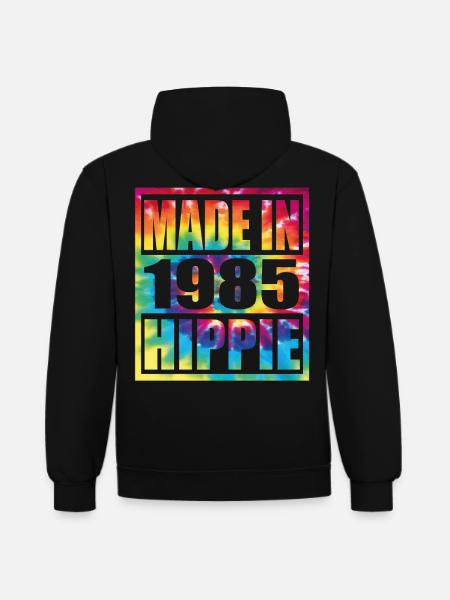 Hippie Birthday 1985 - Contrast hoodie - black/red
