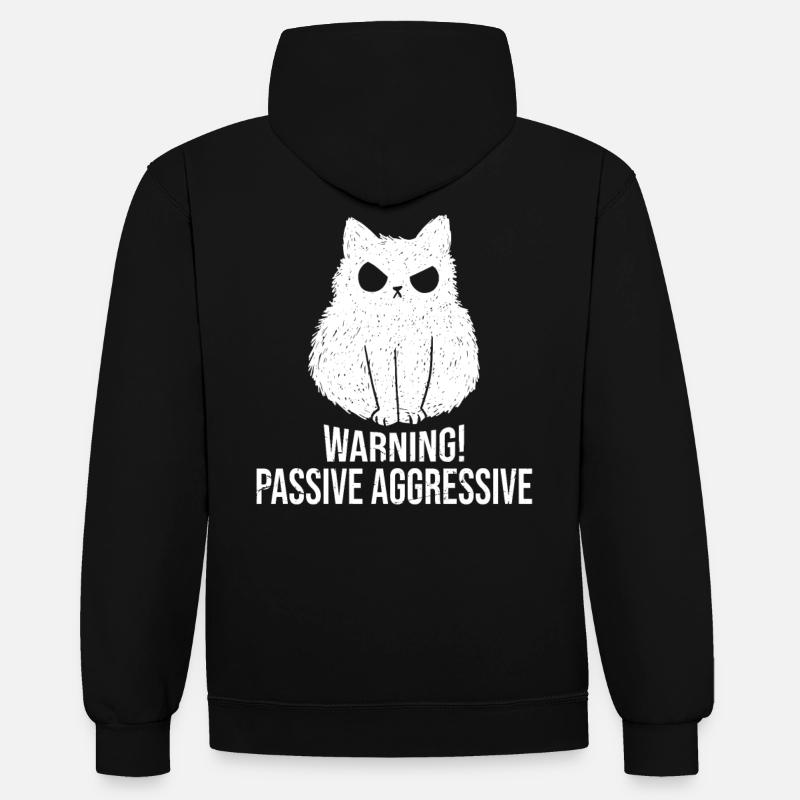 Avertissement de chat Passif Agressif - Sweat à capuche contrasté - noir/rouge