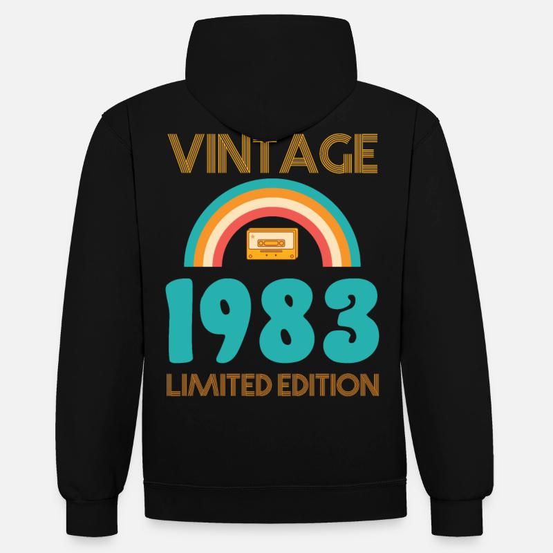 Édition limitée 1983 - Sweat à capuche contrasté - noir/rouge