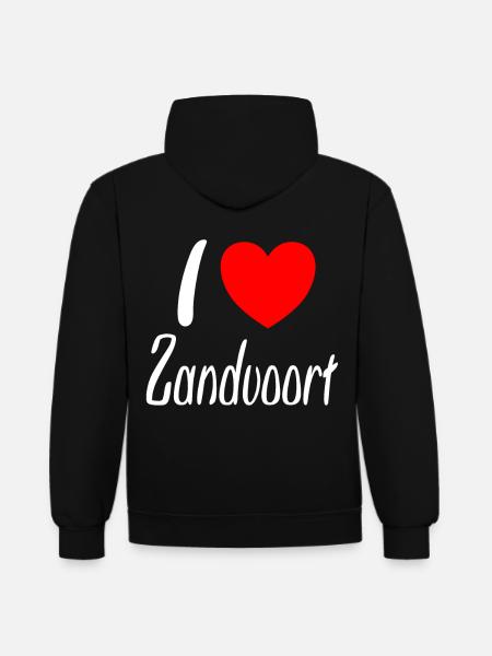 I love Zandvoort - Kontrast-Hoodie - Schwarz/Rot