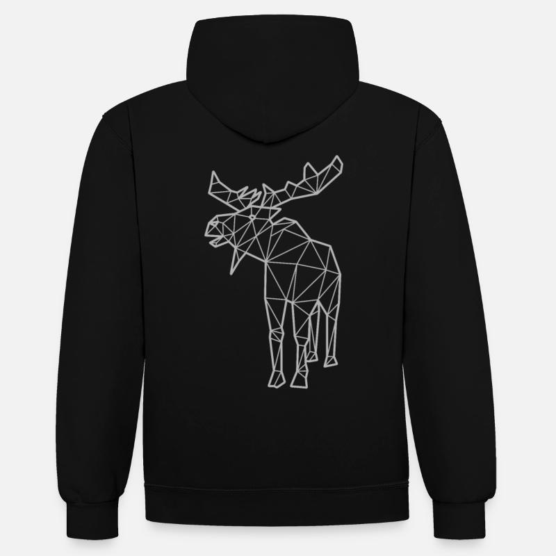 Polygone d'orignal - Sweat à capuche contrasté - noir/rouge