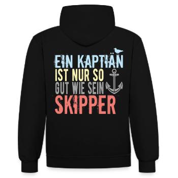 Skipper Sprüche - Kontrast-Hoodie - Schwarz/Rot - Hinten - Nico (186cm)