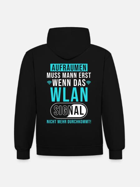Wlan Lustiger Spruch - Kontrast-Hoodie - Schwarz/Rot