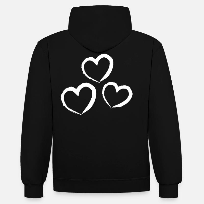 Cœurs - Sweat à capuche contrasté - noir/rouge