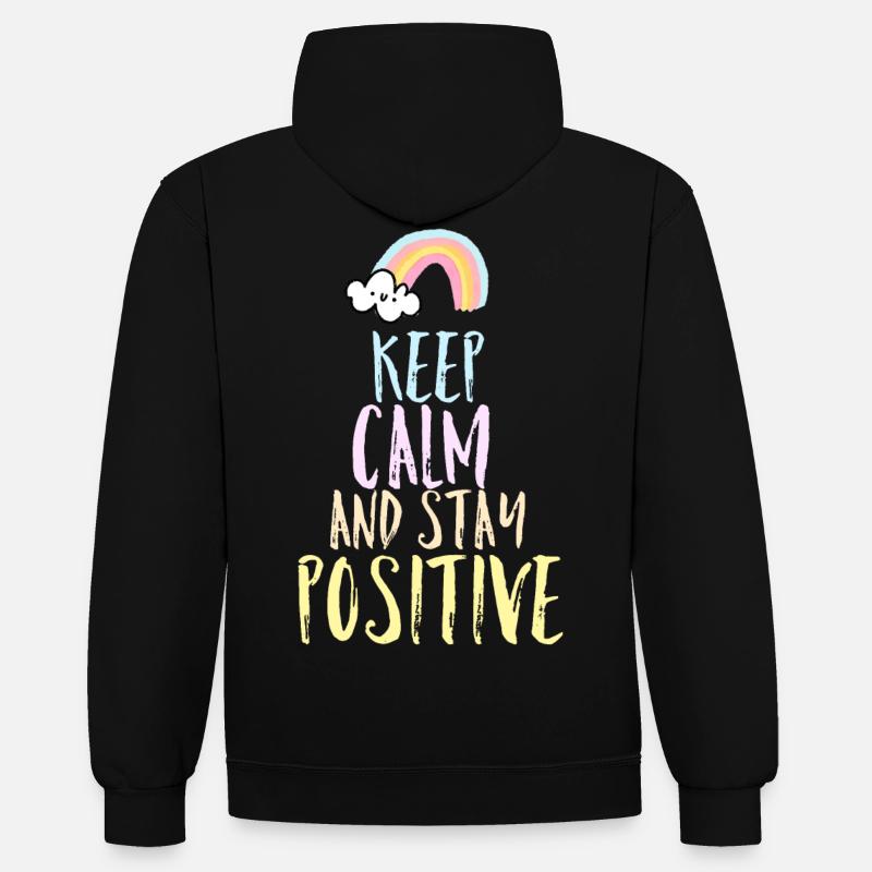 Dire positif - Sweat à capuche contrasté - noir/rouge