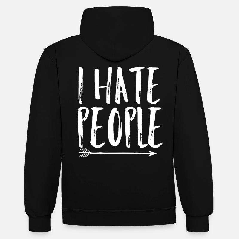 je déteste les gens - Sweat à capuche contrasté - noir/rouge