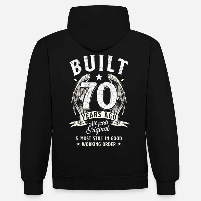 70e anniversaire ange disant - Sweat à capuche contrasté - noir/rouge