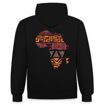 Afrika Karte Muster - Kontrast-Hoodie - Schwarz/Rot - Hinten - Nico (186cm)