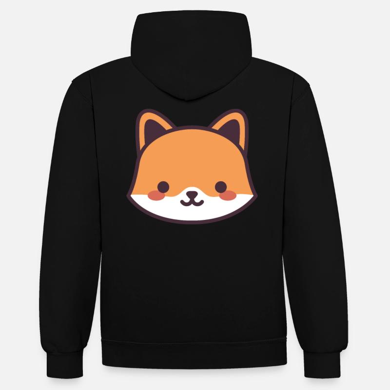 Fox kawaii - Contrast hoodie - black/red