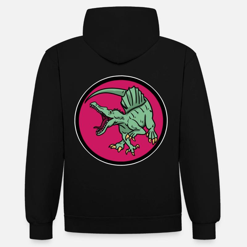 Logo Dino - Sweat à capuche contrasté - noir/rouge