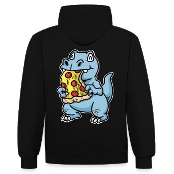 Pizza tranche pizza salami pizza - Sweat à capuche contrasté - noir/rouge - Dos - Nico (186cm)
