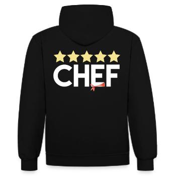 Sternekoch Geschenk - Kontrast-Hoodie - Schwarz/Rot - Hinten - Nico (186cm)