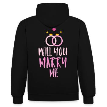 Willst du mich heiraten - Kontrast-Hoodie - Schwarz/Rot - Hinten - Nico (186cm)