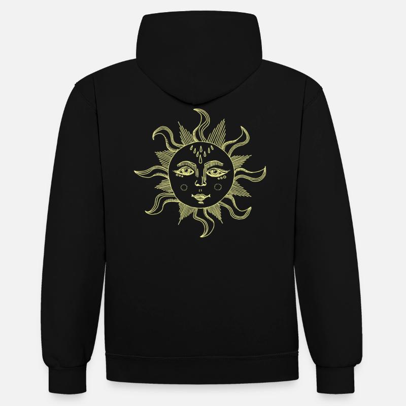 Soleil - Sweat à capuche contrasté - noir/rouge