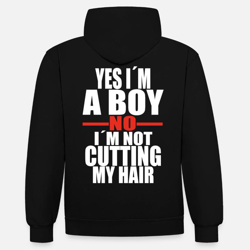 Citation de cheveux longs garçon - Sweat à capuche contrasté - noir/rouge
