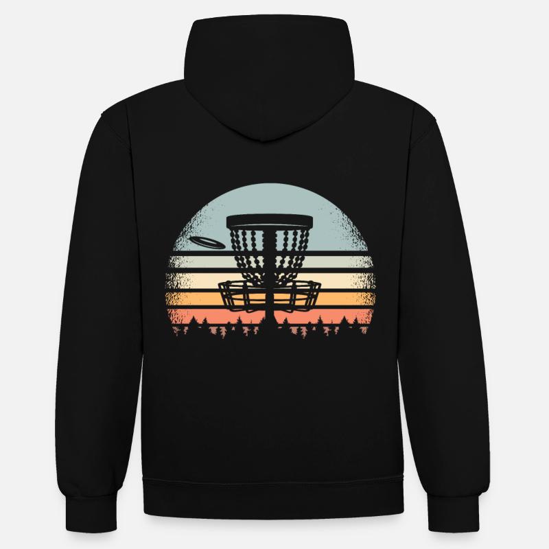 Disc Golf Retro - Sweat à capuche contrasté - noir/rouge